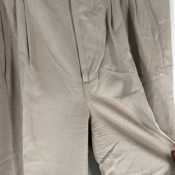 Axis Silk Blend Pants Men's 34x29 Khaki Beige Button Zip Dry Clean Pleated - Picture 6 of 11